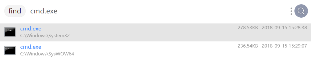 在Everything搜索cmd.exe